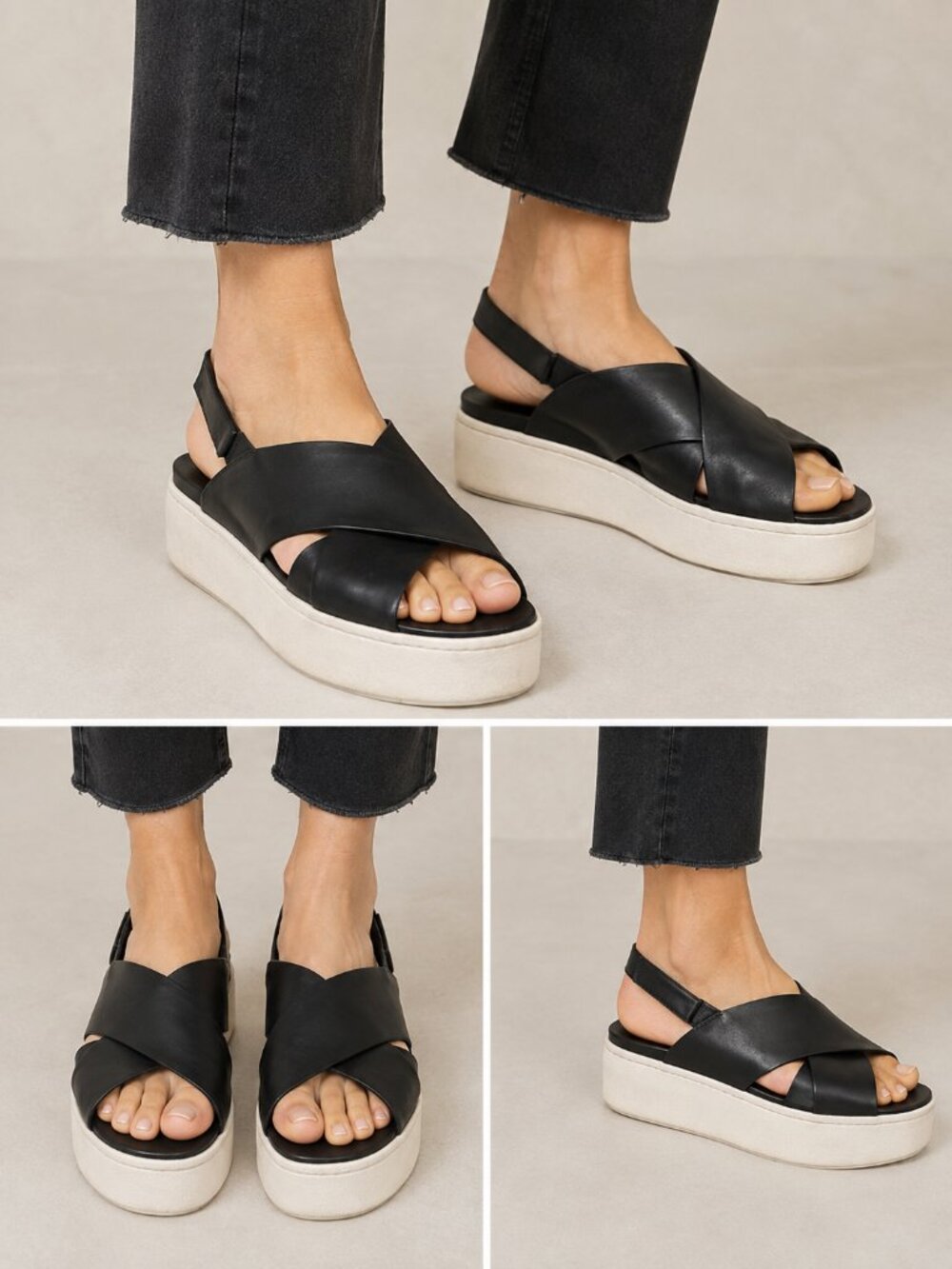 Vince Weslan Leather Platform Sandals Size 10